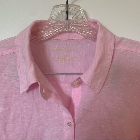 Lily Pulitzer light pink 100% linen button up blouse size S - Picture 4 of 5